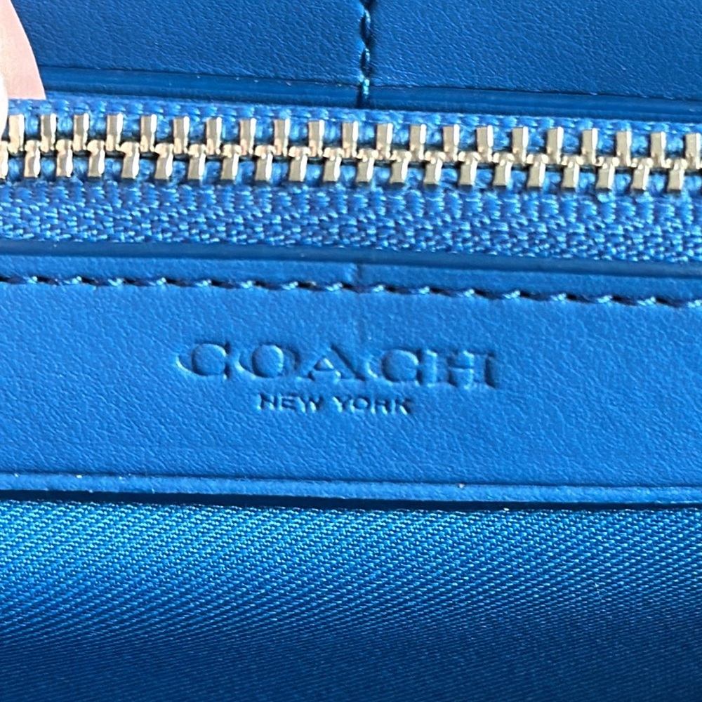 NWT COACH Accordion Zip Wallet Blue with Silver tone Accents - Picture 14 of 15